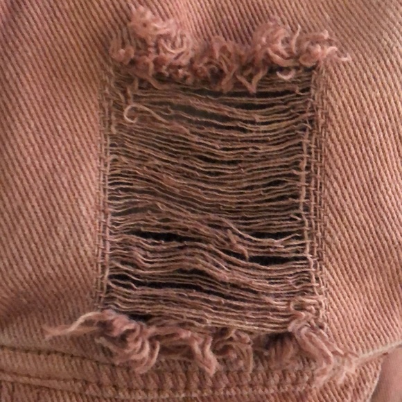 Refuge Distressed Denim Jacket Rust/Brown Color Size Small Button Up - Picture 4 of 5